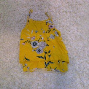 Old Navy kids yellow floral layered tank top